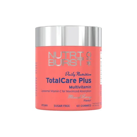 Nutriburst TotalCare PLUS - multivitamínoví gumídci s vitamínmi C, D3, B6, B12 a zinkom, lesné ovocie 60ks 