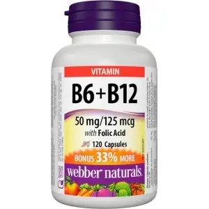 Webber Naturals B6 + B12 s Folic Acid 120 cps