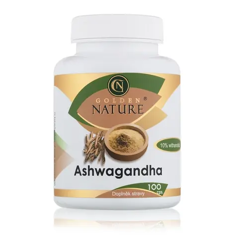 Golden Nature Ashwagandha (Ašvaganda) 10% withanolidov 100 cps.