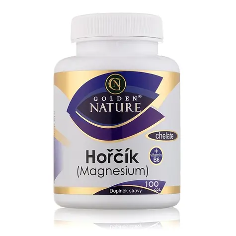 Golden Nature Magnesium (Horčík) Chelate + Vitamín B6 100 cps.