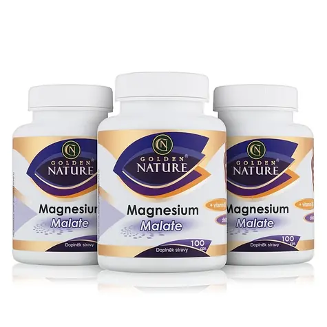 Golden Nature Magnesium Malate (Horčík) + Vitamín B6 300 cps. (3x100 cps)