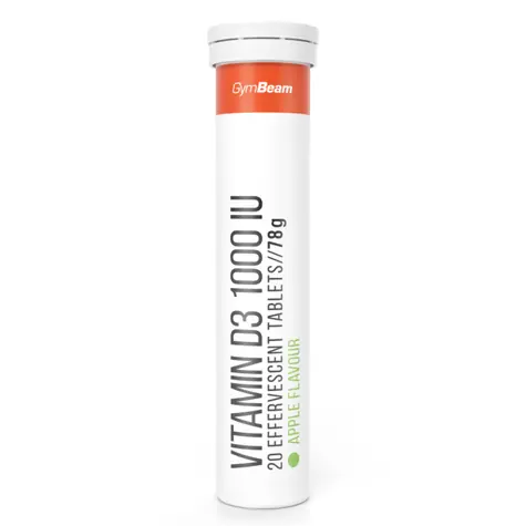 Vitamín D3 1000 IU šumivý - GymBeam (zelené jablko, 20 tab.)