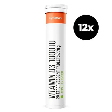 Vitamín D3 1000 IU šumivý - GymBeam (zelené jablko, 12 x 20 tab)