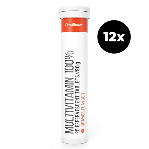 Multivitamín 100% šumivý - GymBeam (pomaranč, 12 x 20 tab)