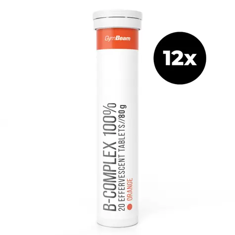 B-Komplex 100% šumivý - GymBeam (pomaranč, 12 x 20 tab)