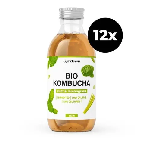 BIO Kombucha - GymBeam (mäta & citrónová tráva, 12 x 330 ml)