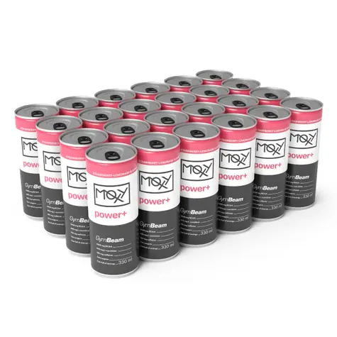 MOXY power+ Energetický nápoj 330 ml - GymBeam (jahodová limonáda, 24 x 330 ml)