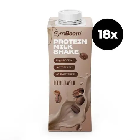 25g Proteín Milkshake - GymBeam (káva, 18 x 250 ml)