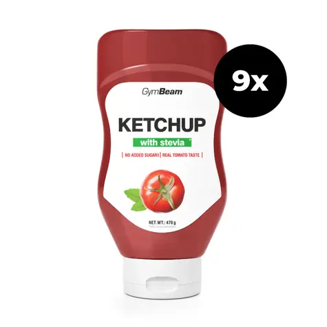 Kečup sladený stéviou - GymBeam (mild, 9 x 470 g)