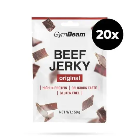 Sušené mäso Beef Jerky - GymBeam (originál, 20 x 50 g)