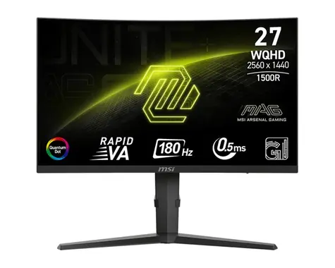 27" MSI MAG 275CQRF QD E2 čierna / LED / 2560 x 1440 / VA / 16:9 / 0.5ms / 5000:1 / HDMI + DP + USB-C / VESA