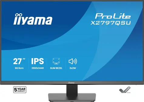 27" IIYAMA ProLite X2797QSU-B1 čierna / LED / IPS / 2560 x 1440 / 16:9 / 1 ms / 1000:1 / 350cd-m2 / VESA