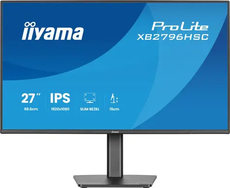 27" IIYAMA ProLite XB2796HSC-B1 čierna / LED / IPS / 1920 x 1080 / 16:9 / 3 ms / 1500:1 / 300cd-m2 / USB-C / VESA