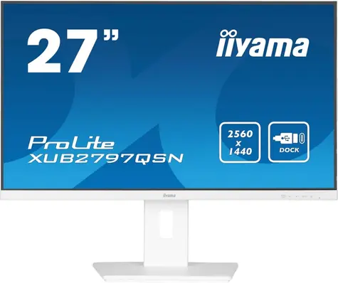 27" IIYAMA ProLite XUB2797QSN-W2 biela / LED / IPS / 2560 x 1440 / 16:9 / 1 ms / 1300:1 / 300cd-m2 / USB-C / VESA