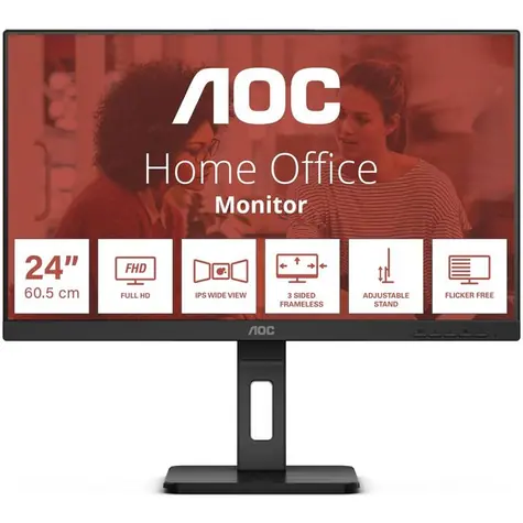 23.8" AOC 24E3QAF čierna / IPS / 1920x1080 / 16:9 / 4ms / 1000:1 / 300cd-m2 / HDMI + DP + VGA / VESA