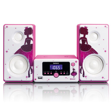 LENCO MC-020 Princess ružová / mikrosystém pre deti / FM Rádio / BT / USB