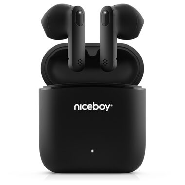 Niceboy HIVE Beans čierna / TWS bezdrôtové slúchadlá / Bluetooth 5.0 / IPX4 / Handsfree / Nabíjacie púzdro