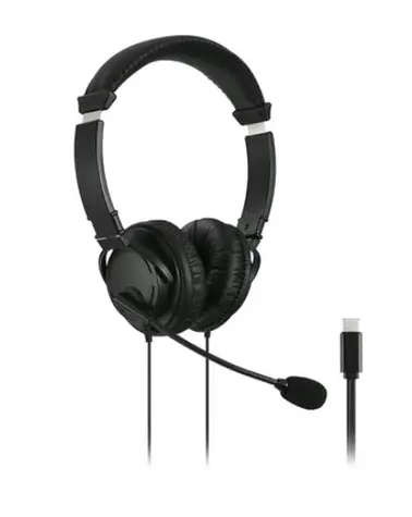 Kensington K97457WW USB-C Hi-Fi čierna / slúchadlá s mikrofónom / 40mm meniče / otočné o 270 ° / USB-C