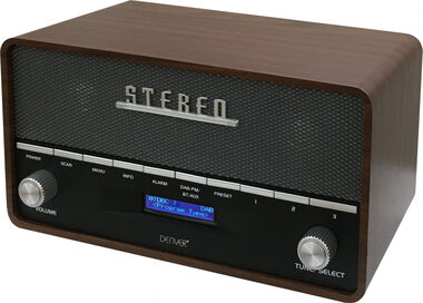 Denver DAB-36 drevo / stolné rádio / DAB+ / Bluetooth / hodiny a budík