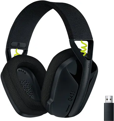 Logitech G435 Lightspeed čierna / bezdrôtové slúchadlá / mikrofón / USB LIGHTSPEED prijímač