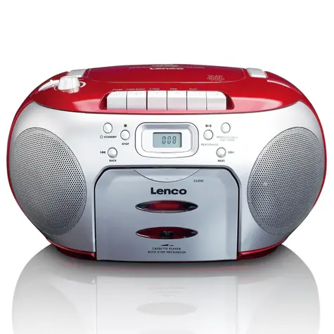 Lenco SCD-420 červená / FM rádio / CD &amp; kazetový prehrávač / 2x2W / 3.5mm jack