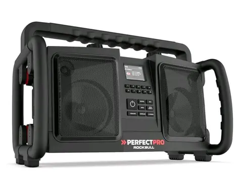PerfectPro ROCKBULL čierna / Aku stavebné rádio / 4.0Ah / FM / DAB+ / AUX / BT / USB 