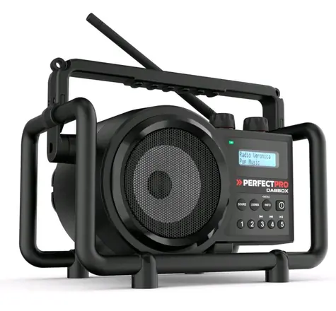 PerfectPro DABBOX čierna / Kombinované stavebné rádio / 4xLR14 / FM / DAB+ / AUX / BT / bez batérií