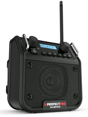 PerfectPro DABPRO čierna / Aku stavebné rádio / 4xLR14 / FM / DAB+ / AUX / BT / bez batérií