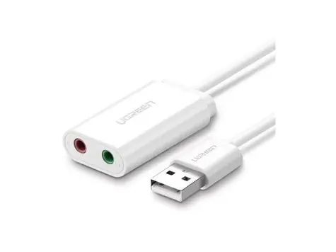 Ugreen Externá zvuková karta USB-A (M) - 2x 3.5mm Jack (F) 0.15m biela 