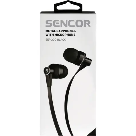 Sencor SEP 300 MIC čierna / Slúchadlá do uší / mikrofón / 3.5mm jack / 1.2m 