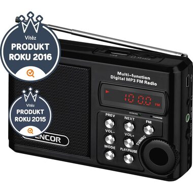 Sencor SRD 215 B čierna / Prenosné rádio / FM / lithiová batéria / USB / microSD