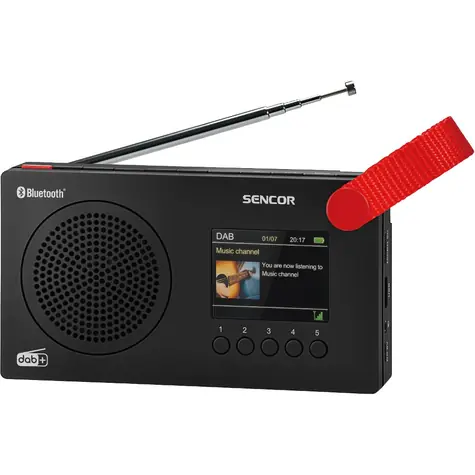 Sencor SRD 7757B čierna / Prenosné rádio / FM / DAB+ / LCD / Bluetooth / USB / microSD