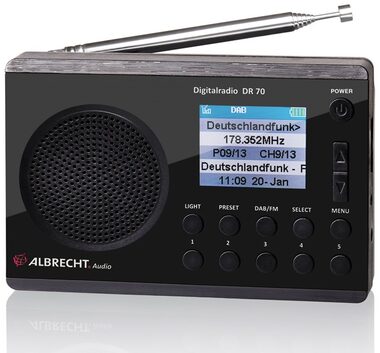 Albrecht DR 70 čierna / Prenosné rádio / FM / DAB+ / svietidlo
