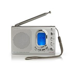 Nedis RDWR1000GY strieborná / Prenosný rádio prijímač / AM / FM / SW / 1.5 W / jack 3.5 mm 