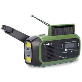 Nedis Núdzové Radio čierna / Prenosné Prevedenie / DAB+ / FM / Napájanie z batérie / Napájanie z USB / Ručná kľuka 