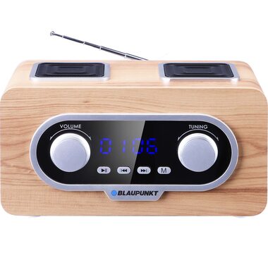 Blaupunkt PP 5.2CR drevo / Prenosné rádio / FM / AUX / hodiny / diaľkový ovládač / 3-4 hodiny prevádzky