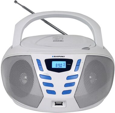 Blaupunkt BB7WH biela / prenosné rádio / CD / USB / AUX / LCD displej 