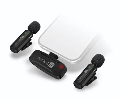 Connect IT CMI-1010-BK Sada 2ks bezdrôtových mikrofónov ClipMic s Lightning prijímačom čierna / Lightning konektor