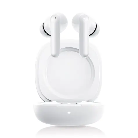 Niceboy Pins 4 PRO biela / Bezdrôtové slúchadlá s mikrofónom / ANC / Bluetooth 5.4 / IP54 / nabíjacie púzdro 