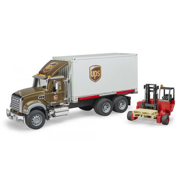 Bruder 02828 Mack Granite UPS s vysokozdvižným vozíkom / 1:16 / od 4 rokov