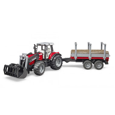 Bruder 02046 Massey Ferguson 7480 s čelným nakladačom a prepravníkom dreva / 1:16 / od 3 rokov
