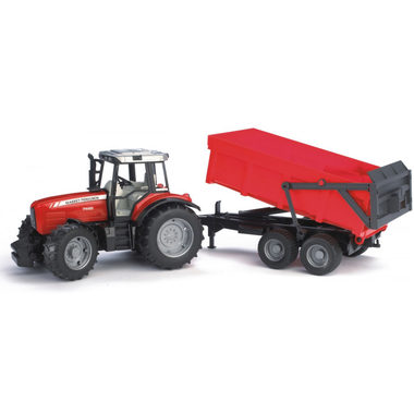 Bruder 02045 Traktor Massey Ferguson 7480 s vozidlom / 1:16 / od 3 rokov