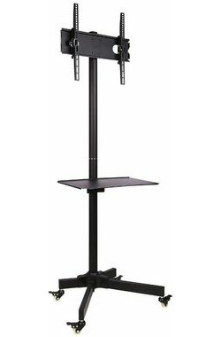 Techly Mobilný stojan pre TV LCD|LED|Plazma 23&quot;-55&quot; 25kg / VESA / sklopný / polica / čierna