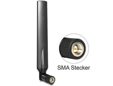Delock LTE anténa SMA Band 1/3/7/20 -5 ~ -2.8 dBi / všesmerová kĺbová / čierna