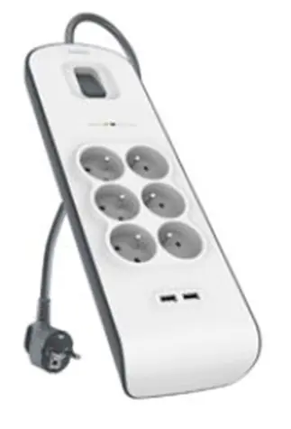 Belkin BSV604 prepäťová ochrana / 6-zásuvok / 2xUSB 2.4A / 2m / biela