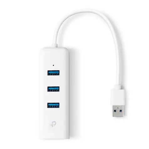 TP-LINK UE330 / Gigabit Ethernet Adaptér / 1x RJ45 / 1x USB 3.0 / 3x USB Hub