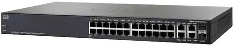 Cisco SG350-28 / 26x Gbit RJ-45 / 2x SFP / 2x mini-GBIC combo / USB / QoS / VLAN