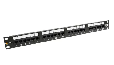 Solarix patch panel 24x RJ45 CAT6 UTP / 1U / čierna