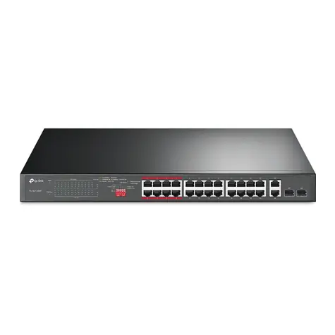 TP-LINK TL-SL1226P / 26-port Switch / 24-Port 10|100Mbps PoE+ / 2 Gigabit RJ45 / 2 Combo SFP Slots