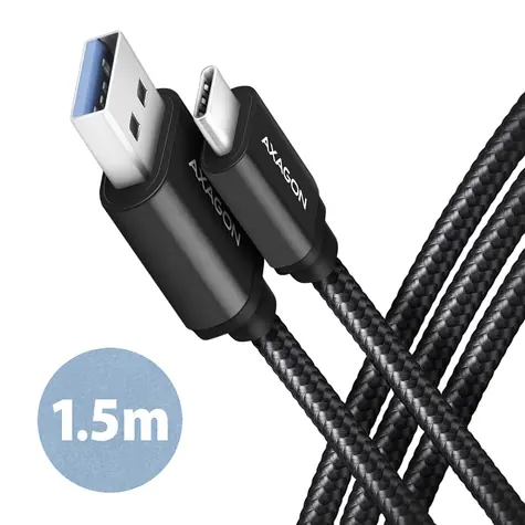 AXAGON BUCM3-AM15AB kábel USB-A na USB-C čierna / 1.5 m / 3 A